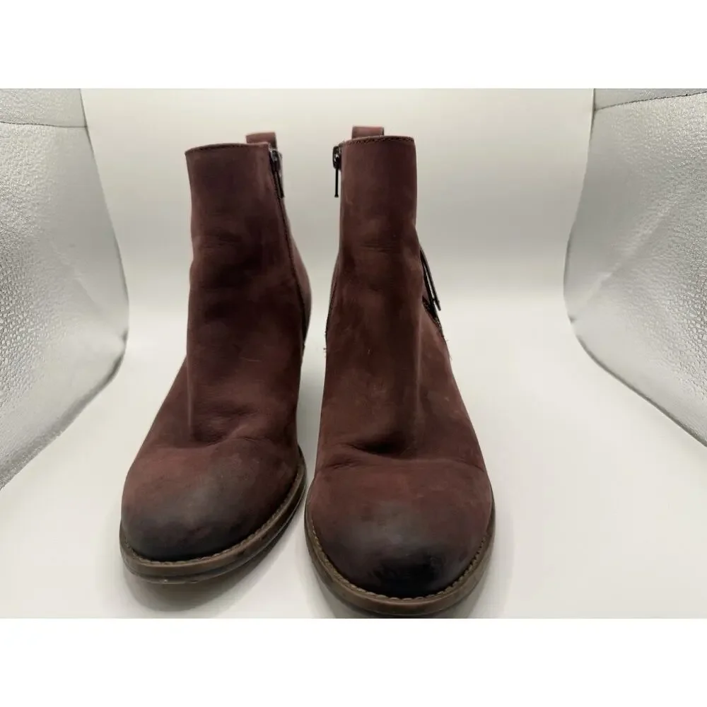 Steve Madden Women 8M Plum Burgundy Wantagh Distressed Leather Heel Booties